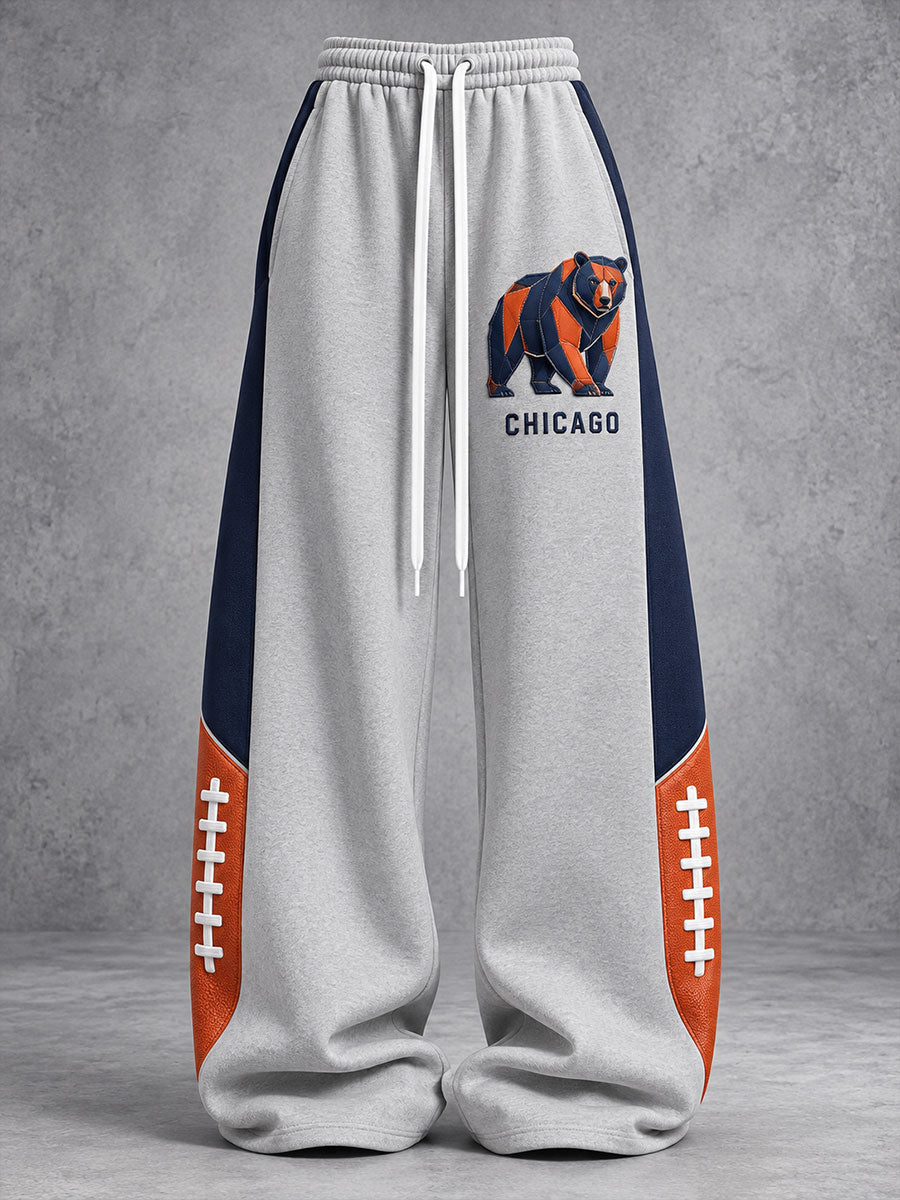 Women's Chicago Football Lover Bear Art Printed Sweatpants gracestitchs