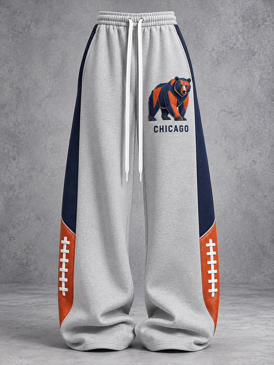 Women's Chicago Football Lover Bear Art Printed Sweatpants gracestitchs