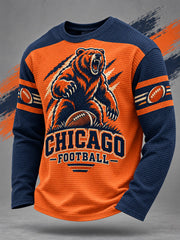 Men's Football Gameday Gift For Football Fans Casual Waffle Long Sleeve T-Shirt gracestitchs