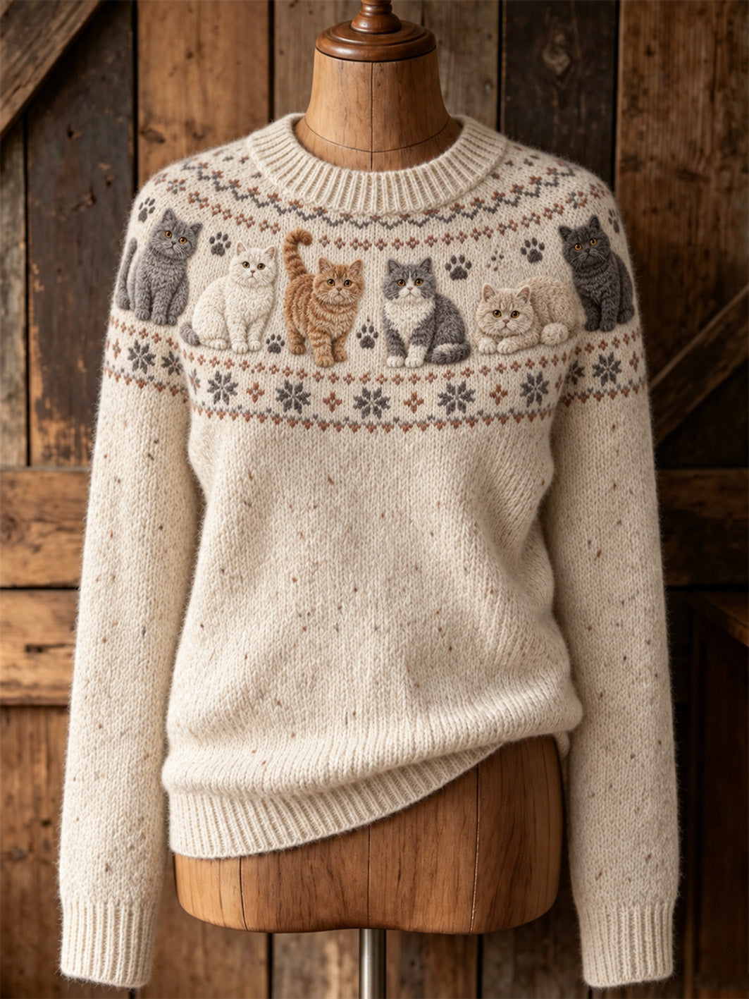 Women's cute cat design casual long-sleeve sweater gracestitchs