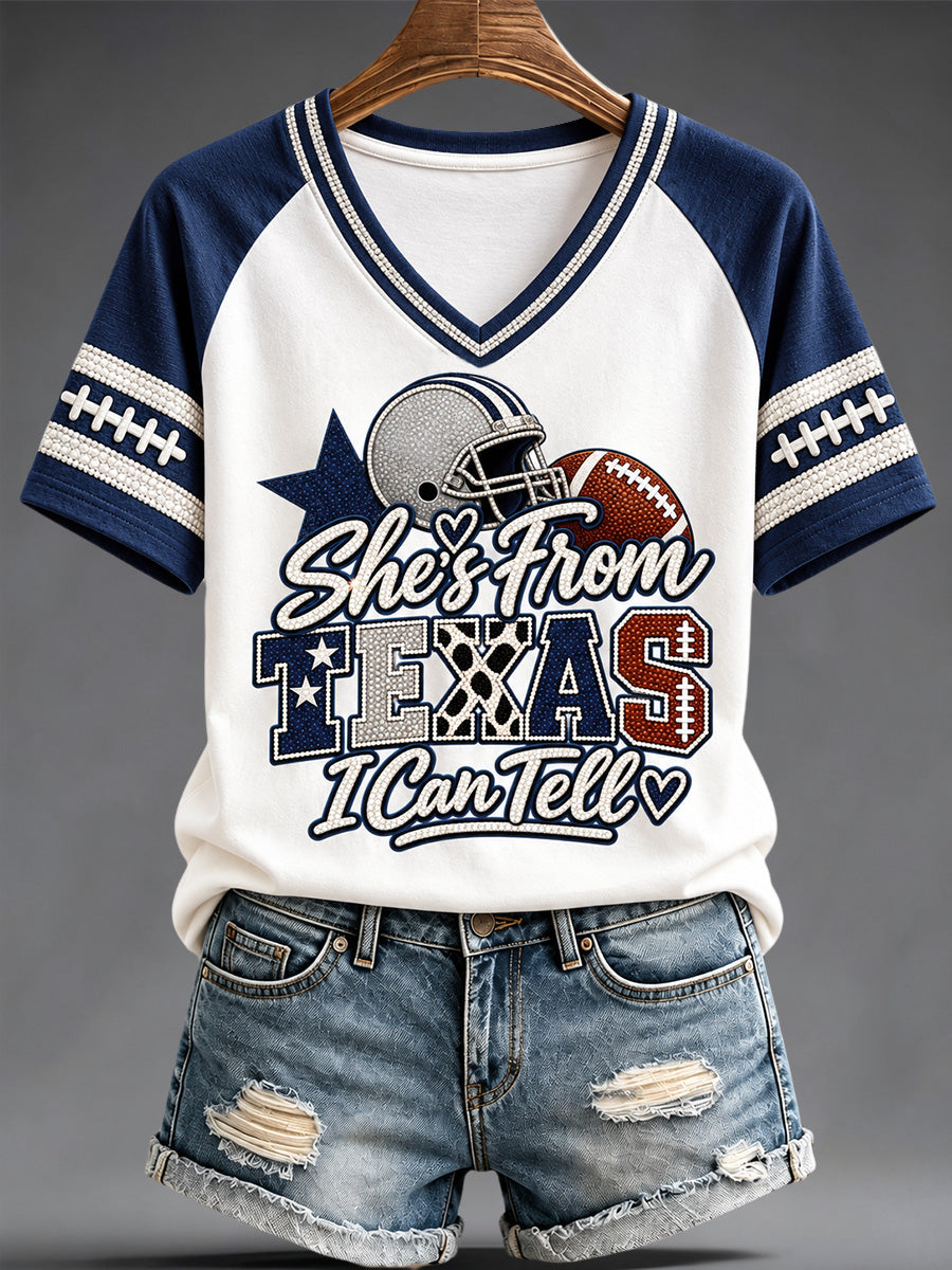 Women's Football Gameday Gift For Football Fans V-Neck Tee gracestitchs