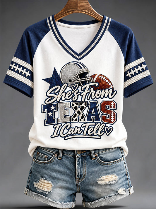 Women's Football Gameday Gift For Football Fans V-Neck Tee gracestitchs