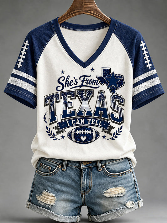 Women's Football Gameday Gift For Football Fans V-Neck Tee gracestitchs