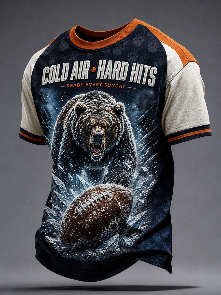 Men's Chicago Football Lover Bear Art Printed T-shirt gracestitchs
