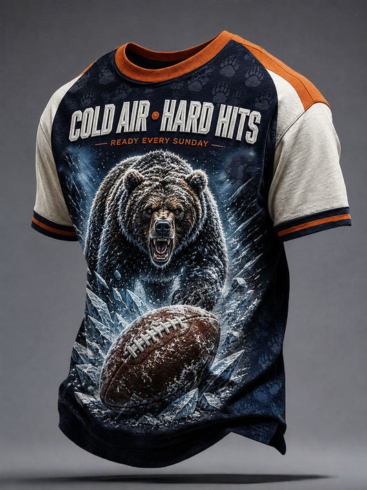 Men's Chicago Football Lover Bear Art Printed T-shirt gracestitchs