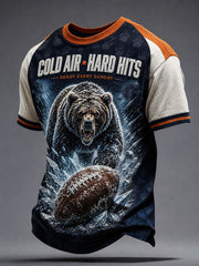 Men's Chicago Football Lover Bear Art Printed T-shirt gracestitchs