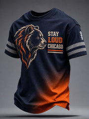Men's Chicago Football Lover Bear Art Printed T-shirt gracestitchs