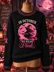 Women's In October We Wear Pink Print Sweater gracestitchs