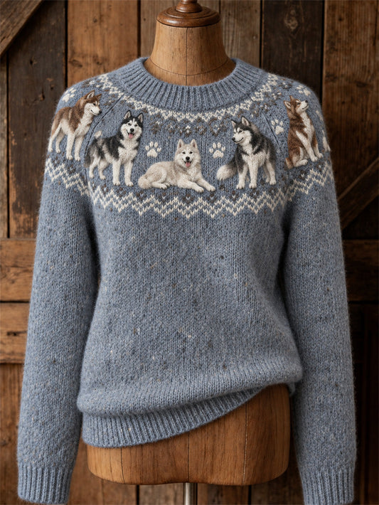 Women's cute puppy design casual raglan sleeve sweater gracestitchs