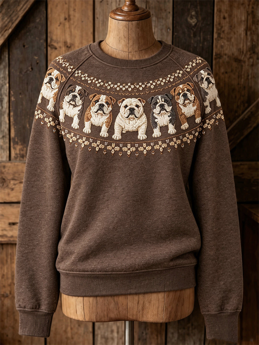 Women's Vintage Bulldogs Yoke Isle Print raglan sleeve sweatshirt gracestitchs