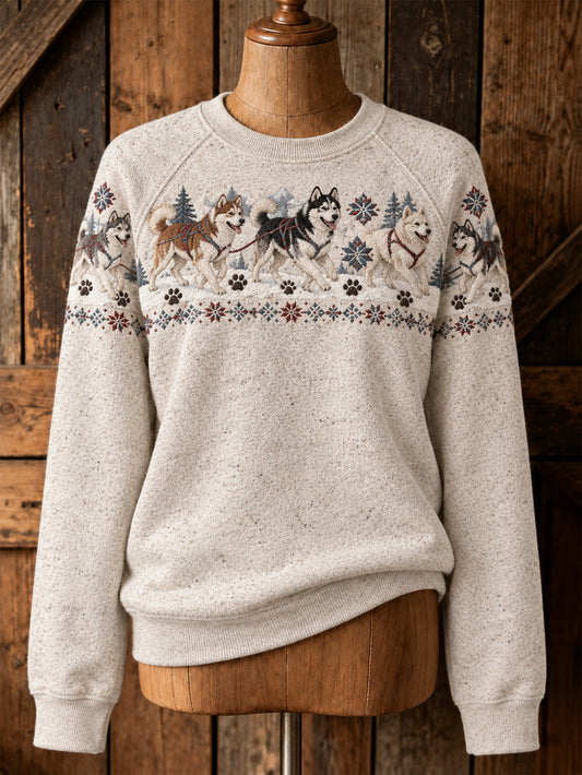 Women's cute puppy design casual raglan sleeve sweatshirt gracestitchs