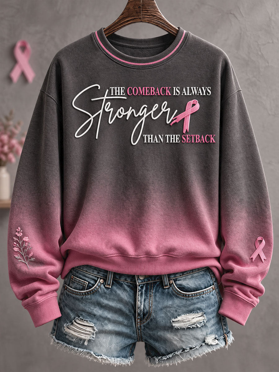 Women's Breast Cancer Awareness Pink Floral Art Printed Sweatshirt gracestitchs