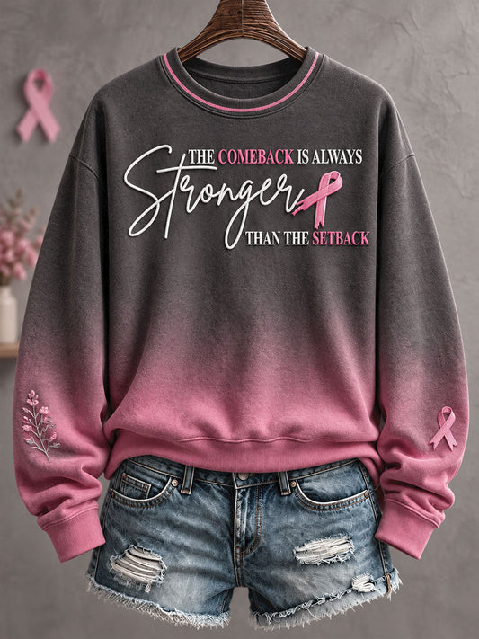 Women's Breast Cancer Awareness Pink Floral Art Printed Sweatshirt gracestitchs