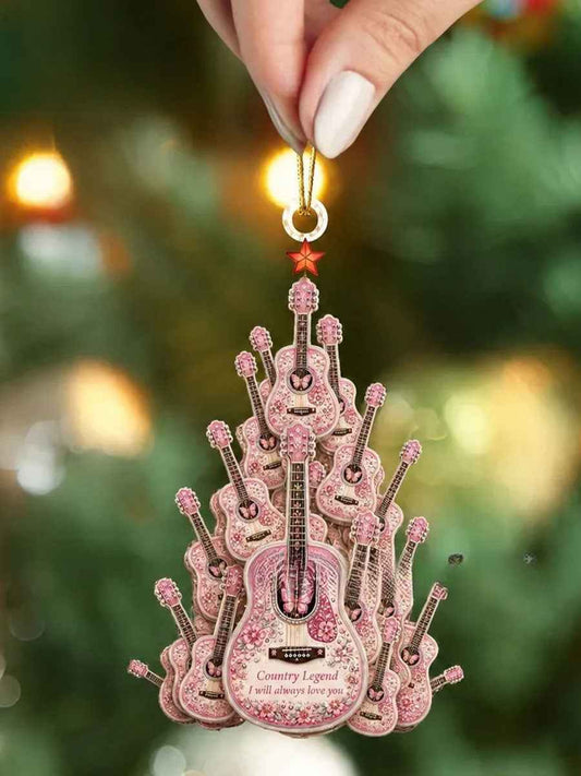 Pink Guitar Country Music Hanging Ornament