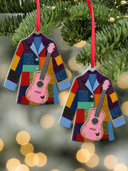 Colorful jacket and pink guitar country music hanging ornament gracestitchs