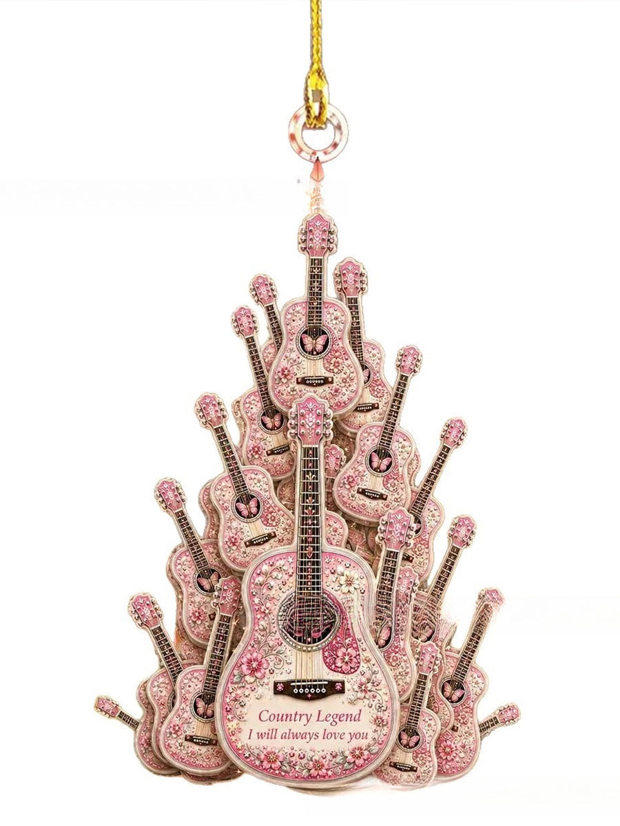 Pink Guitar Country Music Hanging Ornament gracestitchs
