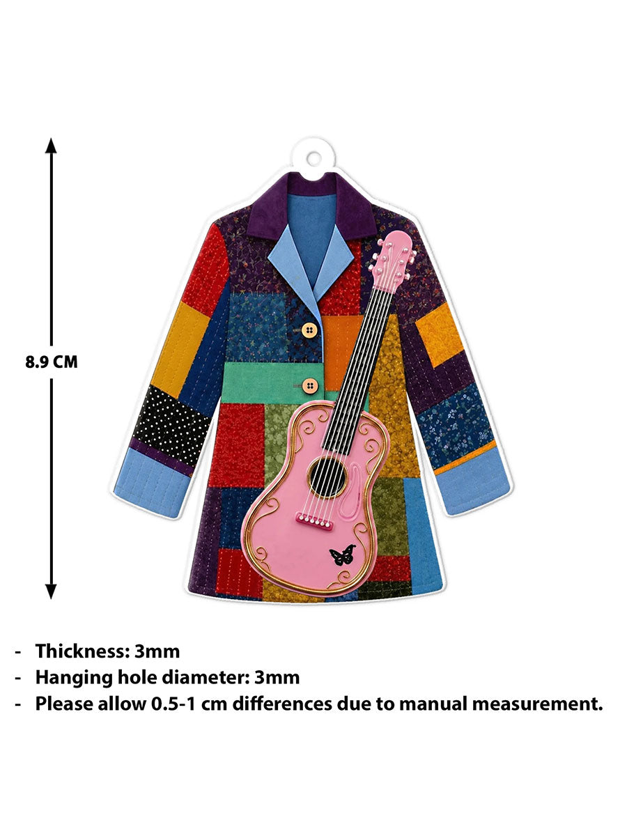 Colorful jacket and pink guitar country music hanging ornament gracestitchs