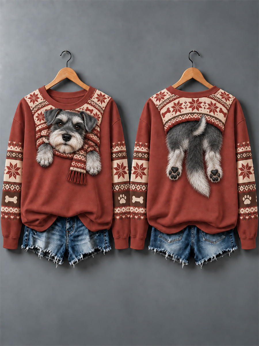 Women's Cute Dogs In Autumn And Winter Print Sweatshirt gracestitchs