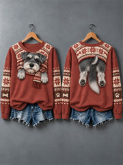 Women's Cute Dogs In Autumn And Winter Print Sweatshirt gracestitchs