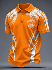 Men's Game Day Football Printed Casual Polo Shirt gracestitchs