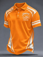 Men's Game Day Football Printed Casual Polo Shirt gracestitchs