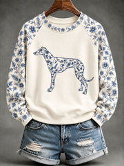 Women's Greyhound Chinese-style floral print sweatshirt gracestitchs