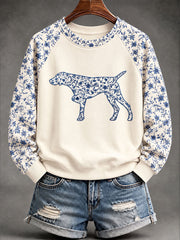 Women's German Shorthaired Pointer Chinese-style floral print sweatshirt gracestitchs