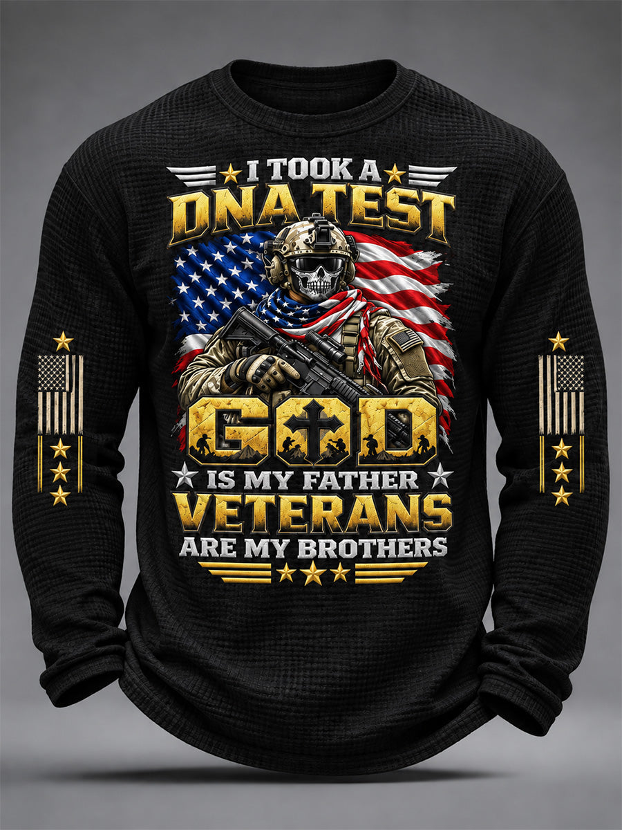 Men's U.S. Veterans Day Print Waffle Long Sleeve T-Shirt gracestitchs