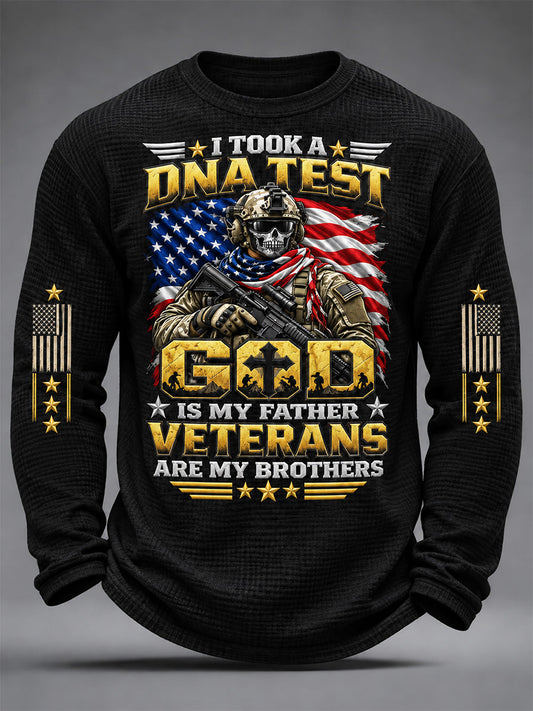 Men's U.S. Veterans Day Print Waffle Long Sleeve T-Shirt gracestitchs