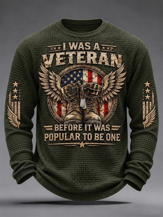 Men's U.S. Veterans Day Print Waffle Long Sleeve T-Shirt gracestitchs