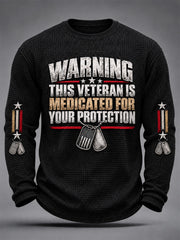Men's U.S. Veterans Day Print Waffle Long Sleeve T-Shirt gracestitchs