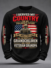 Men's U.S. Veterans Day Print Waffle Long Sleeve T-Shirt gracestitchs