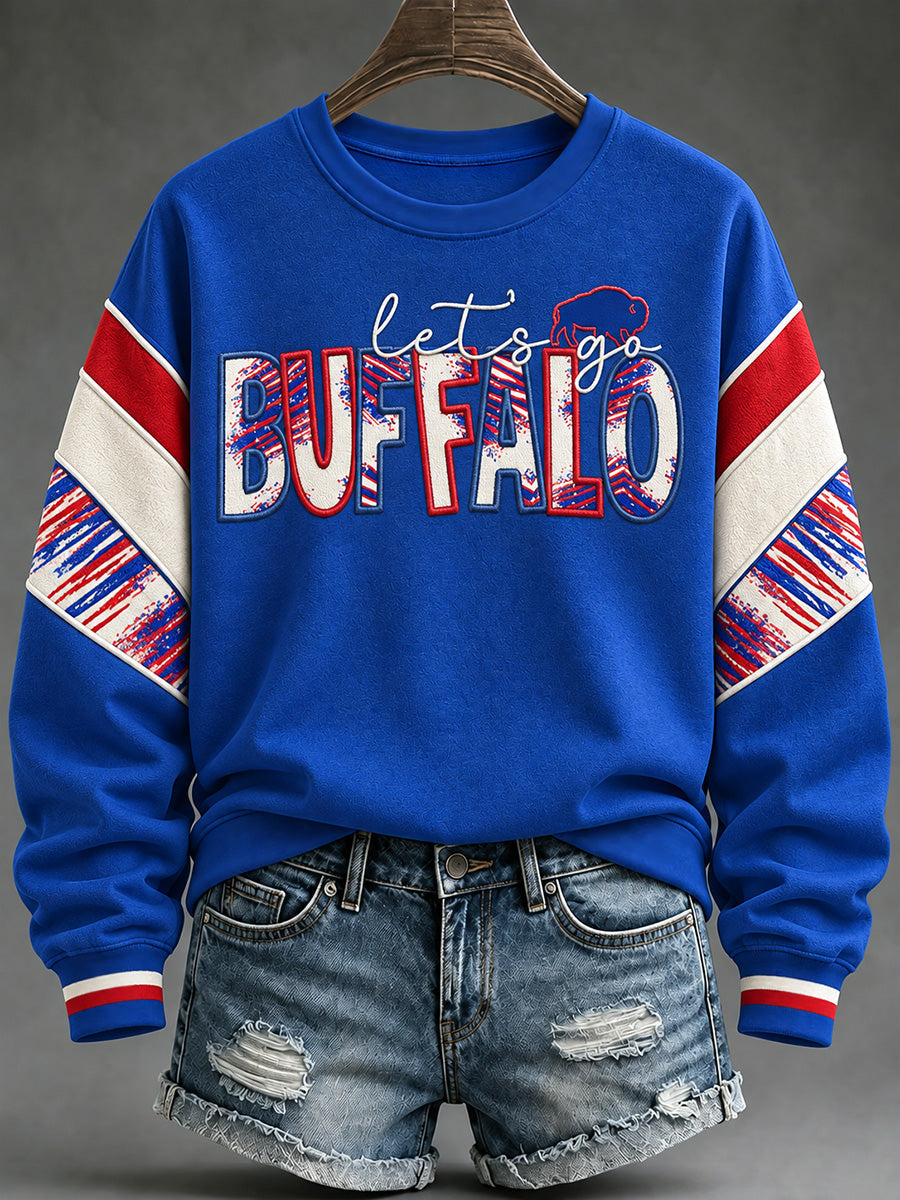 Women's Football Lover Buffalo Print Casual Sweatshirt gracestitchs