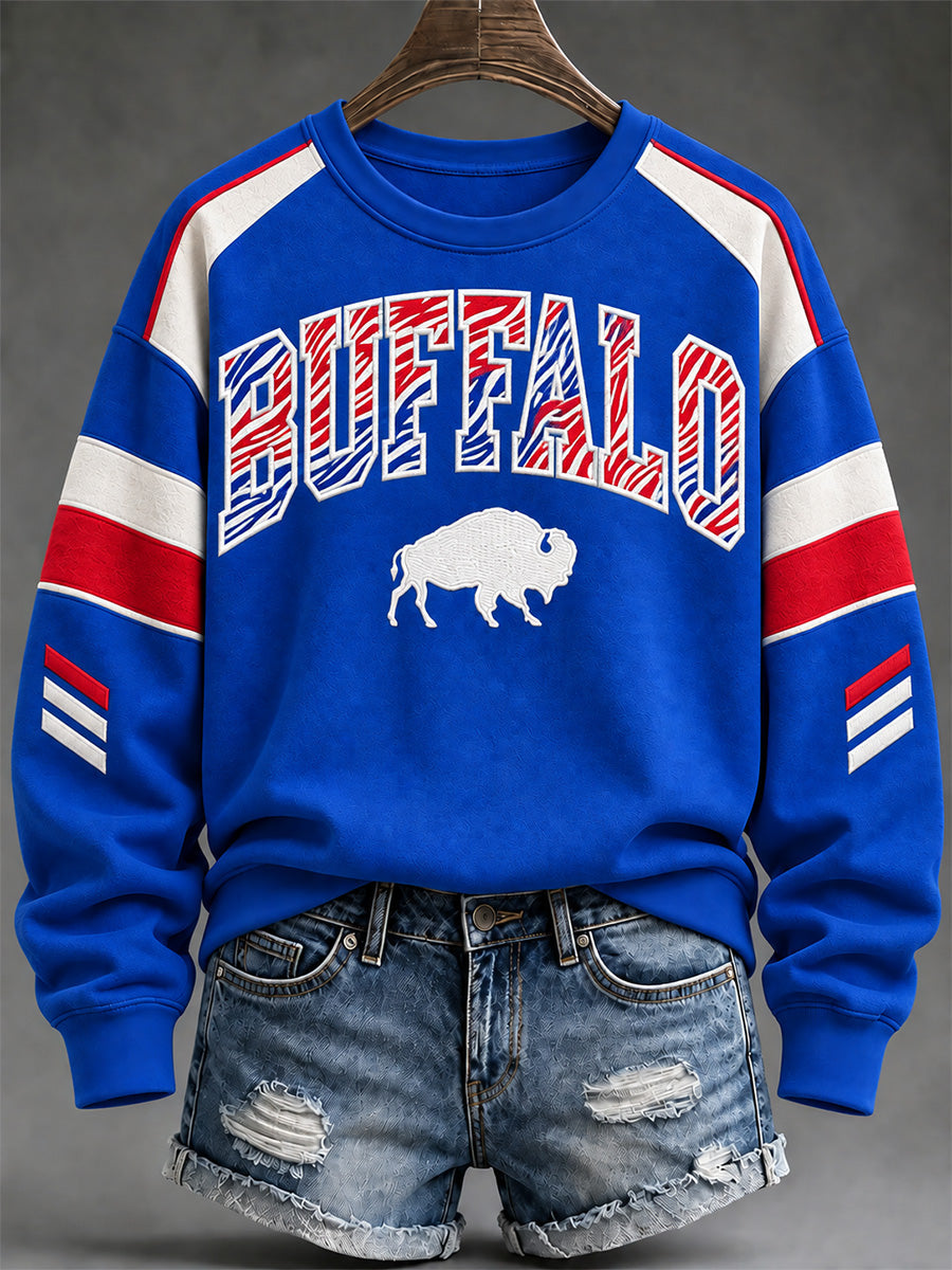 Women's Football Lover Buffalo Print Sweatshirt gracestitchs