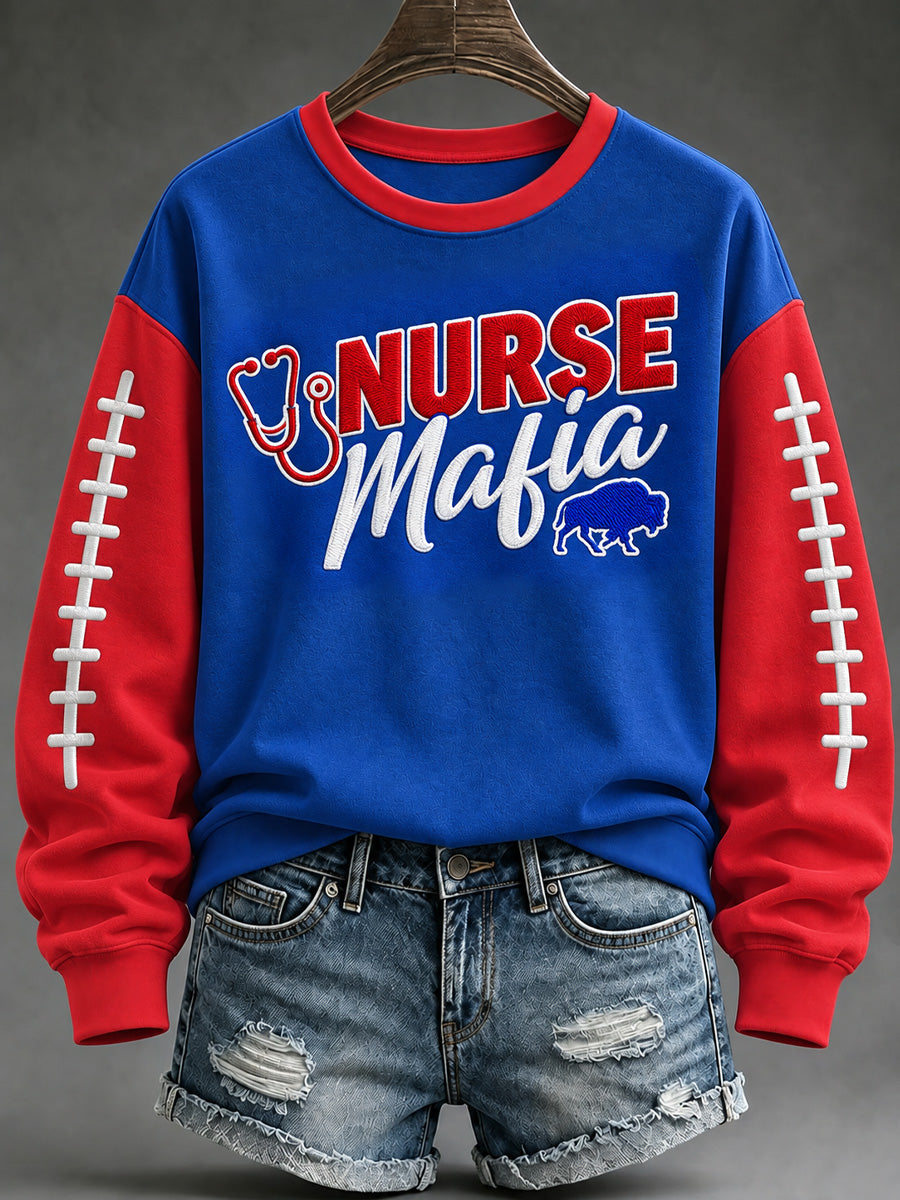 Women's Football Lover Buffalo Print Casual Sweatshirt gracestitchs