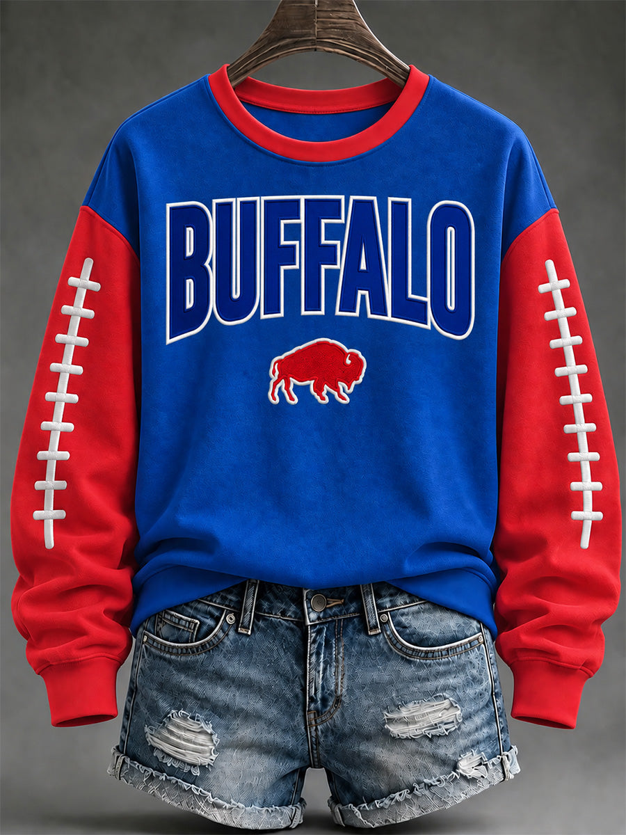 Women's Football Lover Buffalo Print Sweatshirt gracestitchs