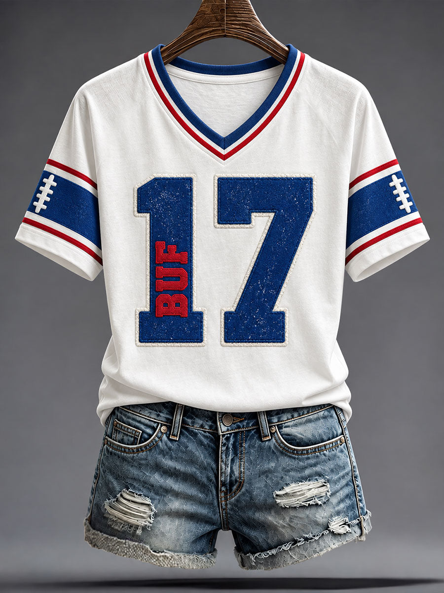 Women's Football Lover Buffalo Art Printed T-shirt gracestitchs
