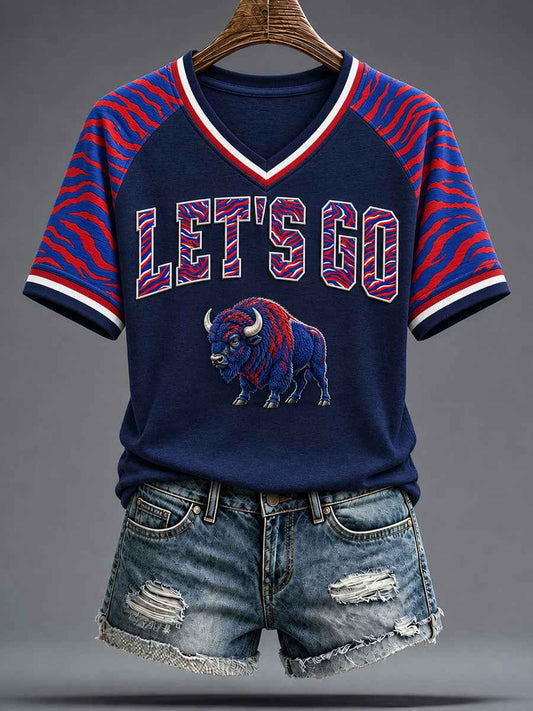 Women's Football Lover Buffalo Art Printed T-shirt