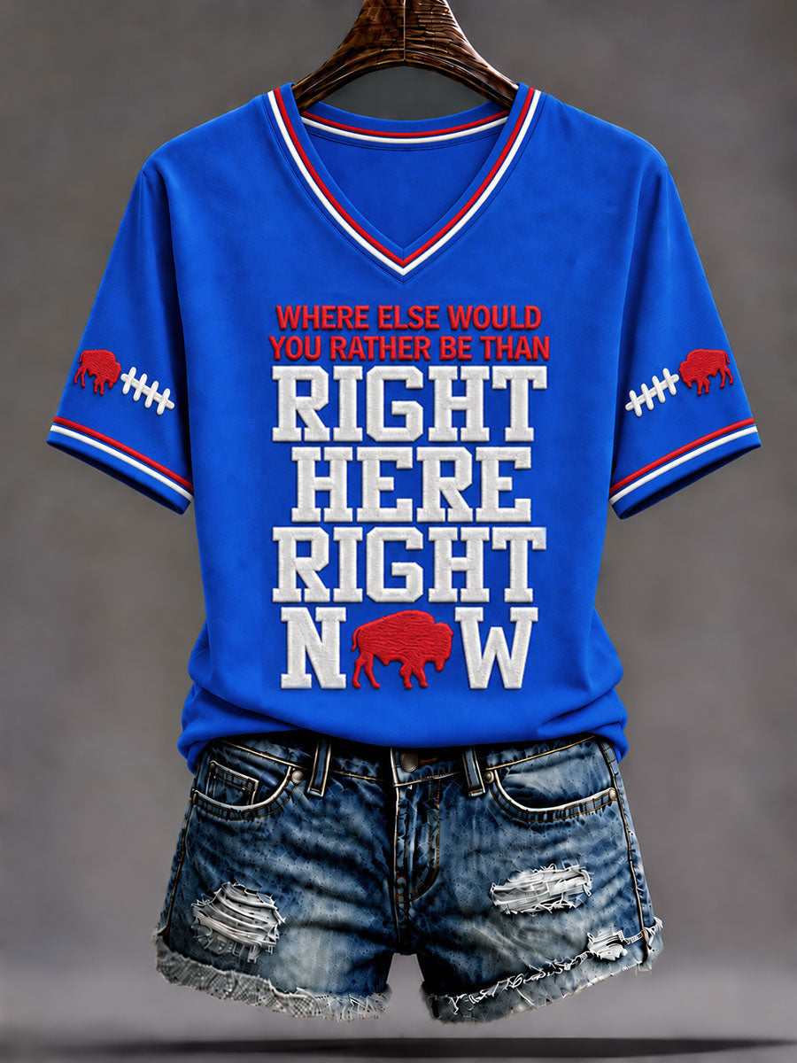 Women's Go Buffalo Football Fans Lovers Gameday Casual Short-Sleeved T-shirt gracestitchs