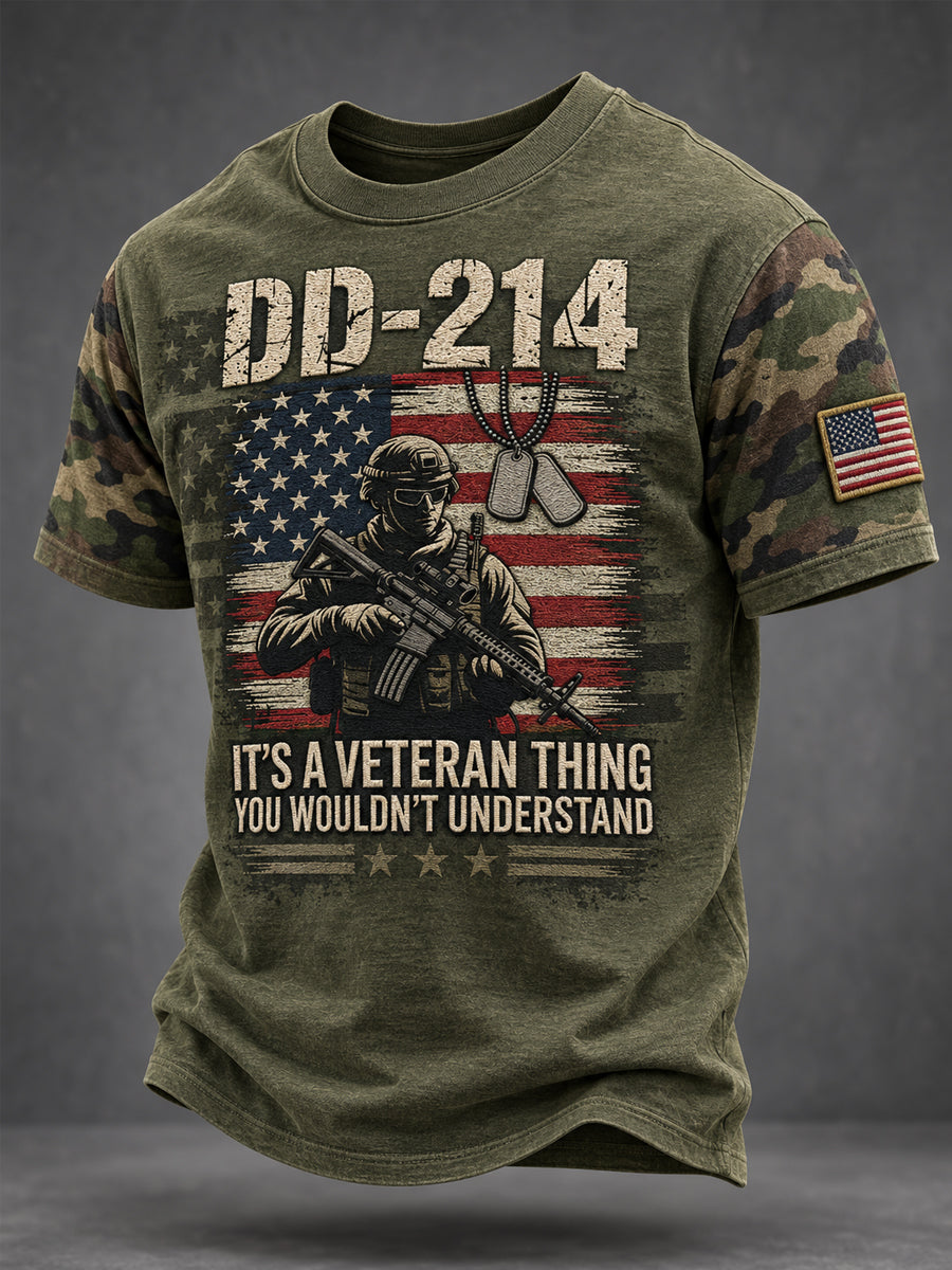 Men's Veterans Day US Flag Camouflage Print Casual Tee gracestitchs