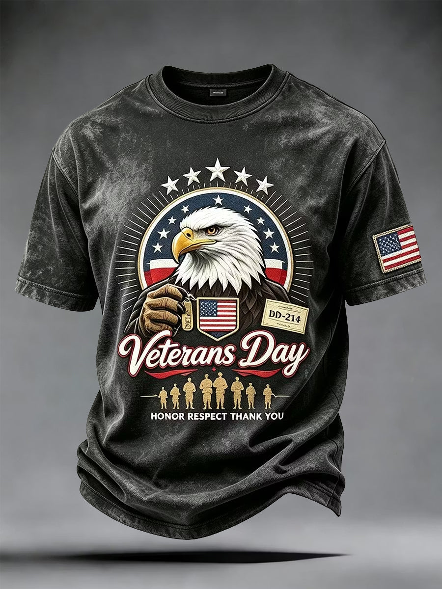 Men's Veterans Day Honor Respect Thank You Print Casual Tee gracestitchs