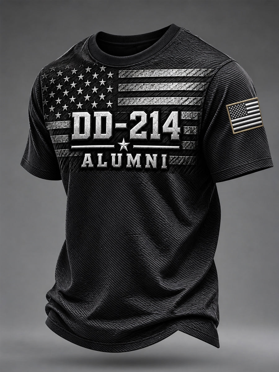 Men's Veterans Day DD-214 Alumni US Flag Print Casual Tee gracestitchs