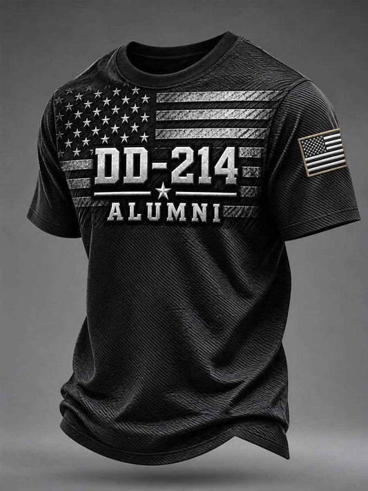 Men's Veterans Day DD-214 Alumni US Flag Print Casual Tee