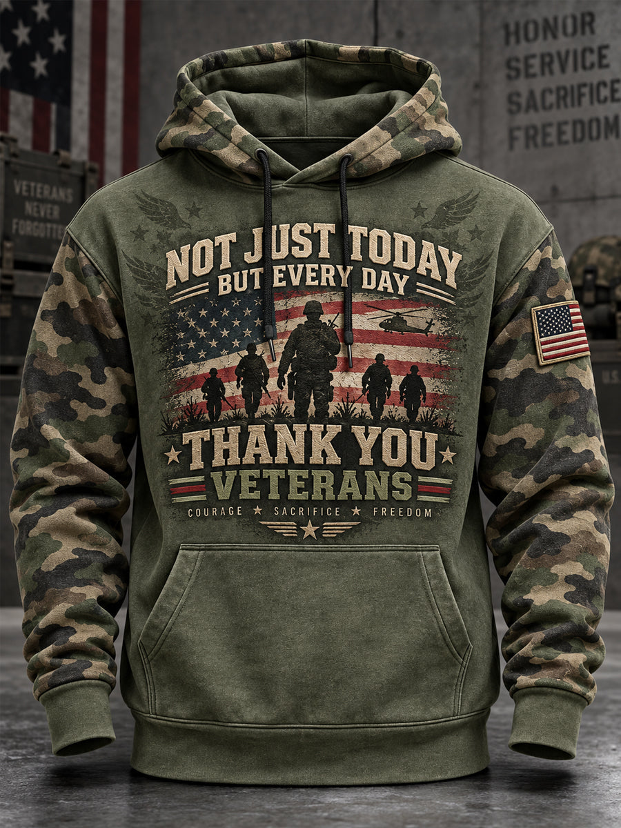 Men's Veterans Day US Flag Camouflage Print Casual Hoodie gracestitchs