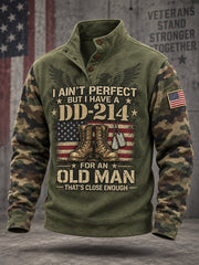 Men's Veterans Day US Flag Camouflage Print Casual Buttons Pullover gracestitchs