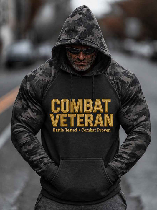 Men's Combat Veteran Camouflage Print Casual Hoodie