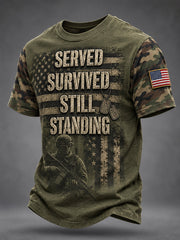 Men's Veterans Day US Flag Camouflage Print Casual Tee gracestitchs