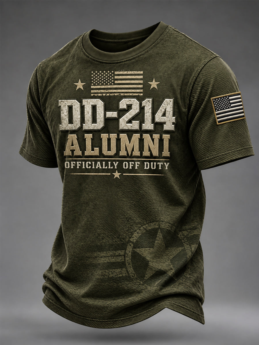 Men's Veterans Day DD-214 Alumni US Flag Print Casual Tee gracestitchs