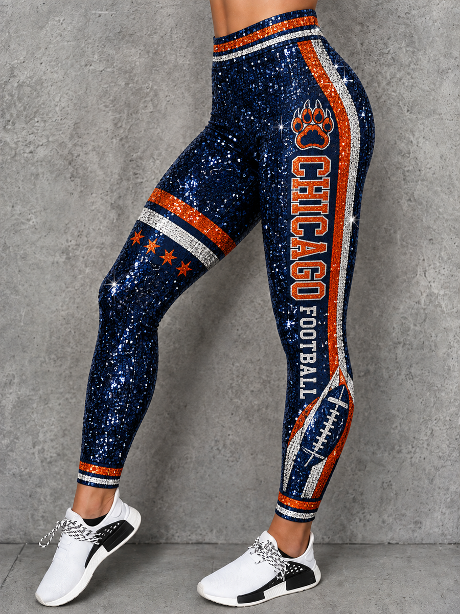 Women's Chicago Football Lover Bear Art Printed bottoms gracestitchs