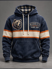 Men's Chicago Football Lover Bear Art Printed Hoodie gracestitchs